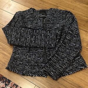 Chic Black and White Tweed Jacket
